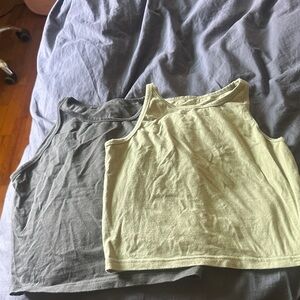2-Pack Ribbed Tank Tops in Sage Green and Charcoal